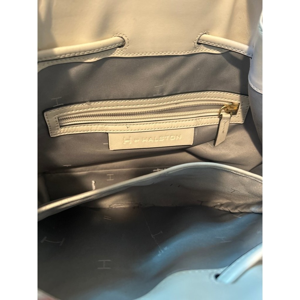 Vintage White Leather Bucket Bag H By Halston - Picture 5 of 8